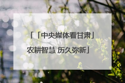 「中央媒体看甘肃」农耕智慧 历久弥新