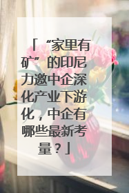 “家里有矿”的印尼力邀中企深化产业下游化，中企有哪些最新考量？