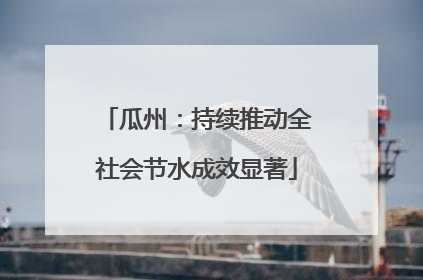 瓜州：持续推动全社会节水成效显著