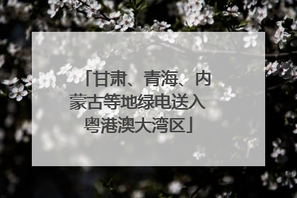 甘肃、青海、内蒙古等地绿电送入粤港澳大湾区