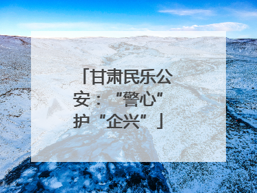 甘肃民乐公安：“警心”护“企兴”
