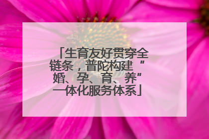 生育友好贯穿全链条，普陀构建“婚、孕、育、养”一体化服务体系