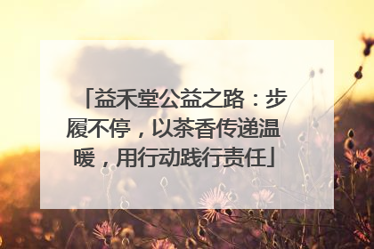 益禾堂公益之路：步履不停，以茶香传递温暖，用行动践行责任