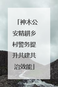 神木公安精耕乡村警务提升共建共治效能