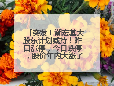突发！潮宏基大股东计划减持！昨日涨停，今日跌停，股价年内大涨了197%