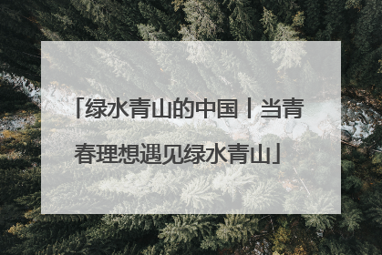 绿水青山的中国丨当青春理想遇见绿水青山
