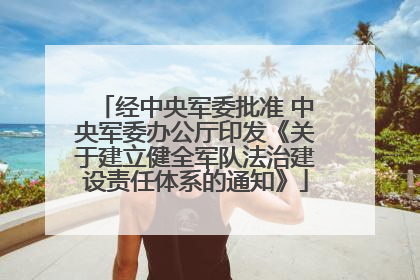 经中央军委批准 中央军委办公厅印发《关于建立健全军队法治建设责任体系的通知》