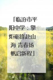 临汾市平阳中学：擎炬砺锋赴山海 青春扬帆启新程