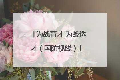 为战育才 为战选才（国防视线）
