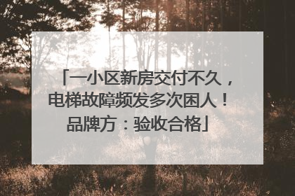一小区新房交付不久，电梯故障频发多次困人！品牌方：验收合格