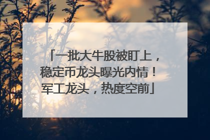 一批大牛股被盯上，稳定币龙头曝光内情！军工龙头，热度空前