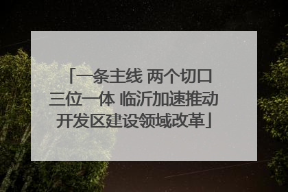 一条主线 两个切口 三位一体 临沂加速推动开发区建设领域改革
