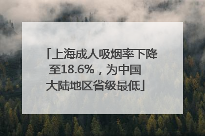 上海成人吸烟率下降至18.6%，为中国大陆地区省级最低
