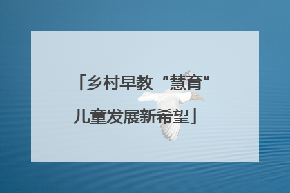乡村早教“慧育”儿童发展新希望