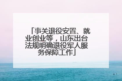 事关退役安置、就业创业等，山东出台法规明确退役军人服务保障工作