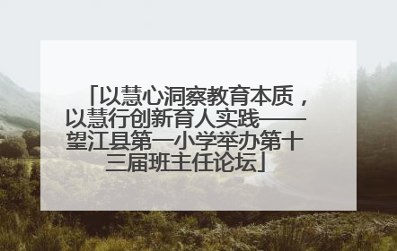 以慧心洞察教育本质，以慧行创新育人实践——望江县第一小学举办第十三届班主任论坛