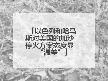 以色列和哈马斯对美国的加沙停火方案态度显“温差”