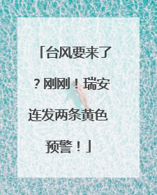 台风要来了？刚刚！瑞安连发两条黄色预警！
