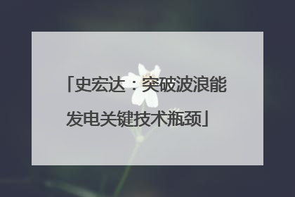 史宏达：突破波浪能发电关键技术瓶颈