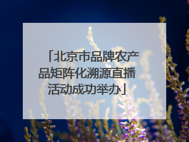 北京市品牌农产品矩阵化溯源直播活动成功举办