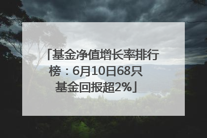 基金净值增长率排行榜：6月10日68只基金回报超2%