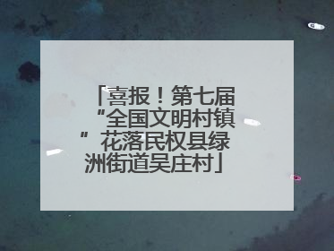 喜报！第七届“全国文明村镇”花落民权县绿洲街道吴庄村