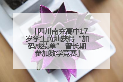 四川南充高中17岁学生黄灿获得“加码成绩单” 曾长期参加数学竞赛