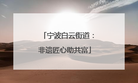 宁波白云街道：非遗匠心助共富