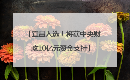 宜昌入选！将获中央财政10亿元资金支持