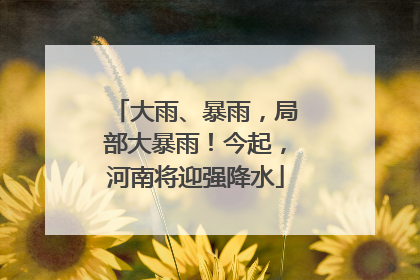 大雨、暴雨，局部大暴雨！今起，河南将迎强降水