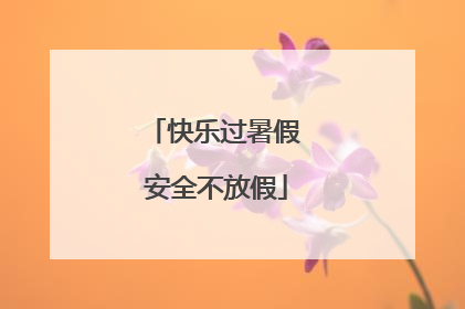 快乐过暑假 安全不放假