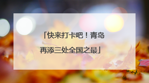 快来打卡吧！青岛再添三处全国之最