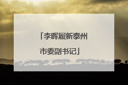 李晖履新泰州市委副书记