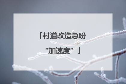村道改造急盼“加速度”