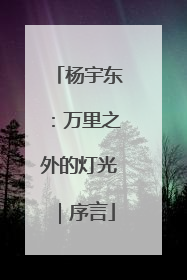 杨宇东：万里之外的灯光｜序言