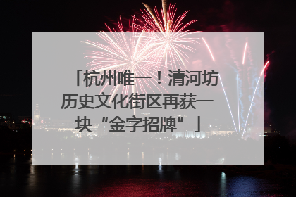 杭州唯一！清河坊历史文化街区再获一块“金字招牌”