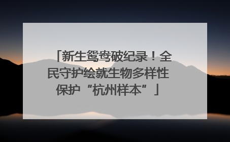 新生鸳鸯破纪录！全民守护绘就生物多样性保护“杭州样本”