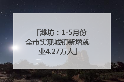 潍坊：1-5月份全市实现城镇新增就业4.27万人
