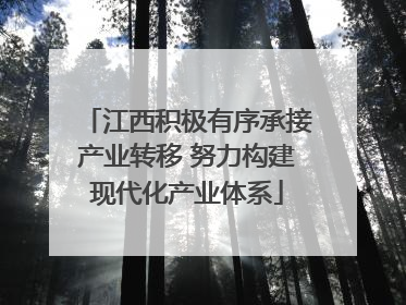 江西积极有序承接产业转移 努力构建现代化产业体系