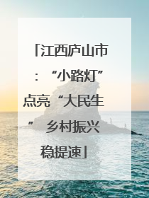 江西庐山市：“小路灯”点亮“大民生” 乡村振兴稳提速