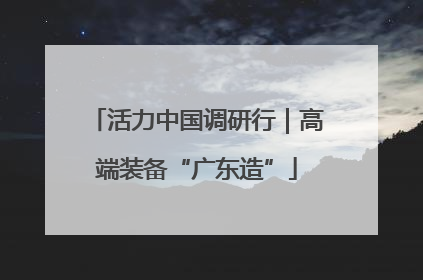 活力中国调研行｜高端装备“广东造”