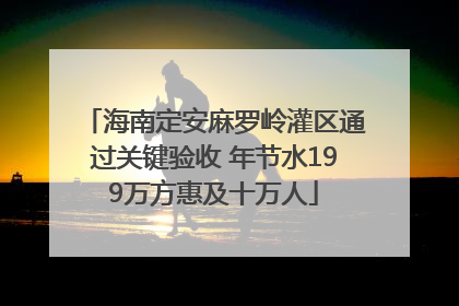 海南定安麻罗岭灌区通过关键验收 年节水199万方惠及十万人