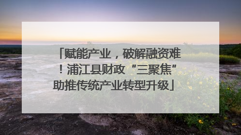 赋能产业，破解融资难！浦江县财政“三聚焦”助推传统产业转型升级