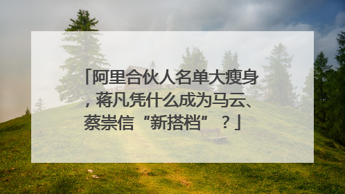 阿里合伙人名单大瘦身，蒋凡凭什么成为马云、蔡崇信“新搭档”？