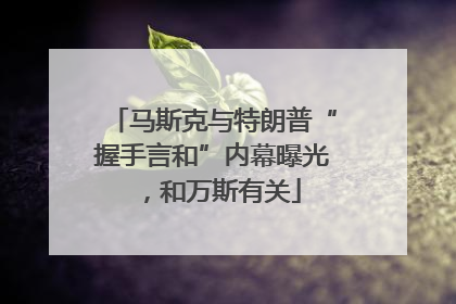 马斯克与特朗普“握手言和”内幕曝光，和万斯有关