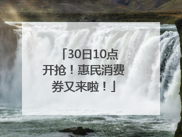 30日10点开抢！惠民消费券又来啦！