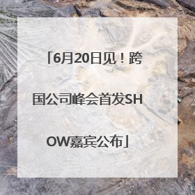 6月20日见！跨国公司峰会首发SHOW嘉宾公布